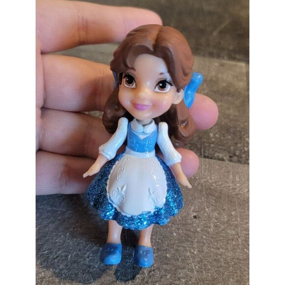 Young Belle Princess beauty Beast glitter dress toy figures Disney - Picture 2 of 4